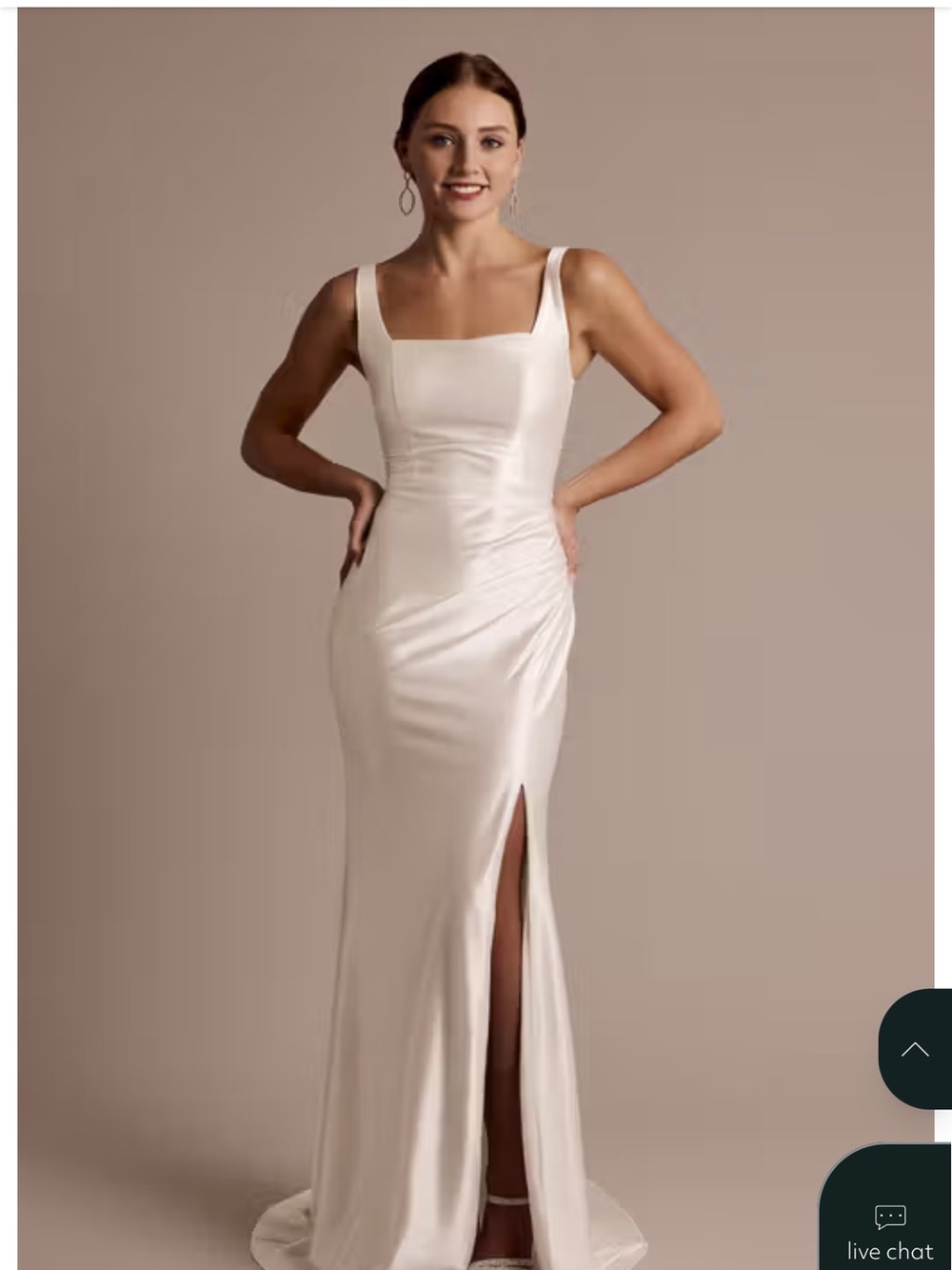 DB Studio Satin Square-Neck Ivory Wedding Gown with Front Slit